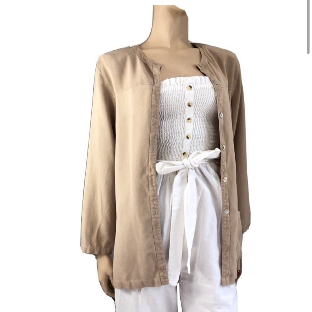 ANNE CARSON cardigan/jacket/shacket button front silk
